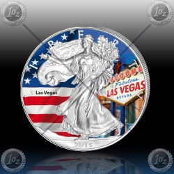 1oz ZDA $1 "No2 Silver Eagle 2015 - Las Vegas" BARVNI